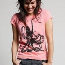 Medium Ladies Fun Black Octopus NEW pink teen Tee shirt Teeshirt