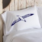Navy Blue Seagull sea gul bird Nautical Pillowcase