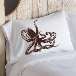 Brown Octopus Ocean Beach Nautical Pillowcase pillow cover