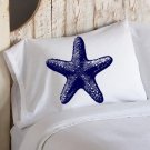 Nautical Navy Blue Starfish Star Fish PILLOWCASEs White Pillow cover