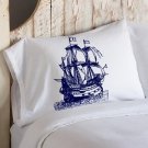 Navy Blue Nautical Tall Clipper Ship Sail Boat Pillowcases pillow cover