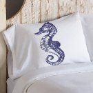 Navy Blue Sea Horse White Nautical Pillowcase cover pillow case