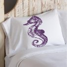Purple Sea Horse White Nautical Pillowcase cover pillow case