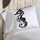 Black Sea Horse White Nautical Pillowcase cover pillow case