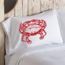 Red Crab White Nautical Pillowcase
