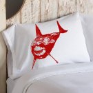 Red Great Shark White Nautical Pillowcase