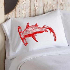 Red Hammerhead Shark Nautical Pillowcase