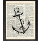 Anchor Printed On 1900's Dictionary Page 8x10
