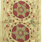 SOFT SILK HANDMADE SUZANI  LONG ZARDEVOR FROM BUKHARA .UZBEKISTAN  5053
