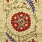SOFT SILK HANDMADE SUZANI  LONG ZARDEVOR FROM BUKHARA .UZBEKISTAN  5062