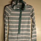 LADIES  ENERGIE JUNIOR HOODIE LONG SLEEVE TOP MED GREEN/WHITE STRIP