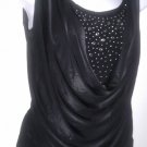 LADIE ANNABELLE DRAPE NECK BLOUSE SIZE LARGE BLK