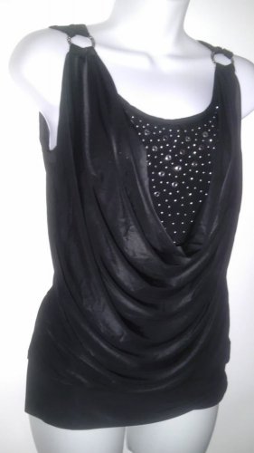 LADIE ANNABELLE DRAPE NECK BLOUSE SIZE LARGE BLK