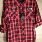 RMT RAW BLUE JUNIOR/TEEN TOP L RED PLAIDED TOP