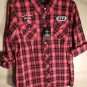 RMT RAW BLUE JUNIOR/TEEN TOP 3XL RED PLAIDED TOP