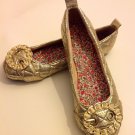 LADIES BAMBOO FLAT SHOES SIZE 6 GOLD
