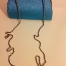 RHINSTONE VINTAGE LOOK METALIC BLUE EVENING CLUTCH BAG