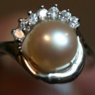 18K RGP 9MM FRESHWATER PEARL CZ STONE RING