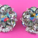 VINTAGE LAGUNA AURORA BOREALIS CRYSTAL BEAD EARRINGS