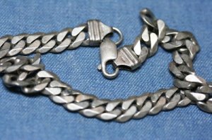 VINTAGE STERLING SILVER FLAT LINK CHAIN BRACELET 18.8GR