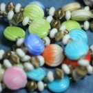 VINTAGE COSTUME JEWELRY MULTI COLOR GLASS BEAD NECKLACE