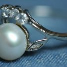 7.5mm FRESHWATER PEARL CZ STONE RING