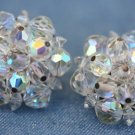 VINTAGE COSTUME JEWELRY AURORA BOREALIS EARRINGS CLIPS