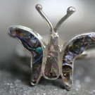 VINTAGE MEXICO STERLING ABALONE SHELL BUTTERFLY RING
