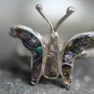 VINTAGE MEXICO STERLING ABALONE SHELL BUTTERFLY RING