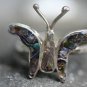 VINTAGE MEXICO STERLING ABALONE SHELL BUTTERFLY RING