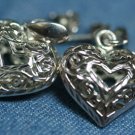 STERLING SILVER ETCHED PUFFED DANGLE HEART EARRINGS