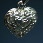 STERLING SILVER ETCHED PUFFED DANGLE HEART EARRINGS