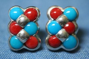 STERLING SILVER MULTI STONE BEAD EARRINGS