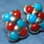 STERLING SILVER MULTI STONE BEAD EARRINGS