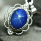 VINTAGE STERLING SILVER FAUX STAR SAPPHIRE PENDANT