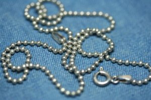 STERLING SILVER BEAD LINK CHAIN NECKLACE 16"