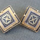 VINTAGE SQUARE DAMASCENE EARRINGS CLIP ON