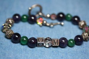 STERLING SILVER JADITE AMETHYST BOREALIS BEAD BRACELET