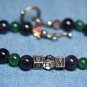 STERLING SILVER JADITE AMETHYST BOREALIS BEAD BRACELET