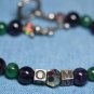 STERLING SILVER JADITE AMETHYST BOREALIS BEAD BRACELET