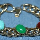 VINTAGE COSTUME JEWELRY MULTI STONE LINK BRACELET