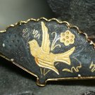 VINTAGE DAMASCENE BIRD FAN PIN