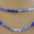 VINTAGE LIGHT AND DARK BLUE GLASS BEAD NECKLACE 28"