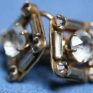 VINTAGE GOLD FILLED RHINESTONE EARRINGS SIGNED SCREW ON