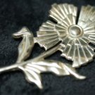 VINTAGE STERLING SILVER FLOWER PIN BROOCH