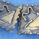 COSTUME JEWELRY ANTIQUE BRASS MODERNIST EARRINGS