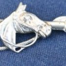 VINTAGE STERLING SILVER HORSE RIDING CROP PIN BROOCH