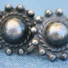 VINTAGE STERLING SILVER BEAD DOME EARRINGS SCREW ON