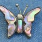 VINTAGE STERLING SILVER ALPACA SHELL BUTTERFLY PIN