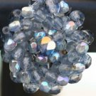VINTAGE BLUE AURORA BOREALIS GLASS BEAD EARRINGS CLIPS
